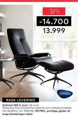 Skeidar Stressless City m/krakk tilbud