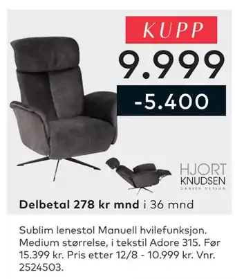 Skeidar Sublim lenestol tilbud