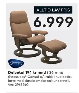 Skeidar Stressless Consul u/krakk tilbud