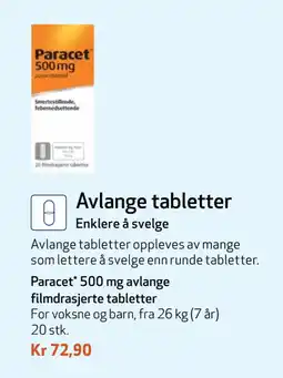 Apotek 1 Paracet 500 mg avlange film drasjerte tabletter tilbud