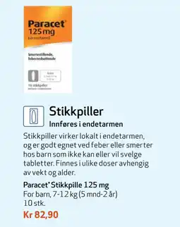 Apotek 1 Paracet Stikkpille 125 mg tilbud