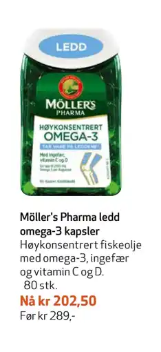 Apotek 1 Möller's Pharma ledd omega-3 kapsler tilbud