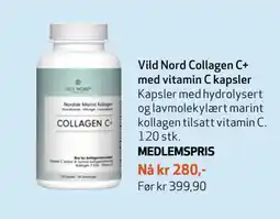 Apotek 1 Vild Nord Collagen C+ med vitamin C kapsler tilbud