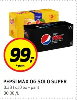 Bunnpris PEPSI MAX OG SOLO SUPER tilbud