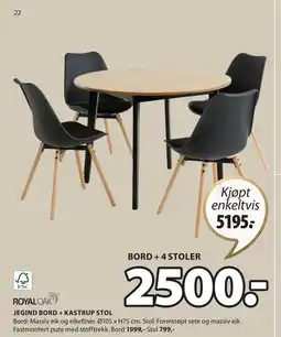 JYSK JEGIND BORD + KASTRUP STOL tilbud