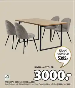 JYSK AABENRAA BORD + KOKKEDAL STOL tilbud