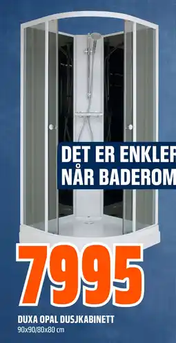 Obs Bygg DUXA OPAL DUSJKABINETT tilbud