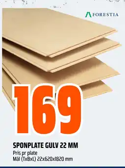 Obs Bygg SPONPLATE GULV 22 MM tilbud