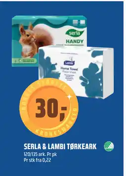 Coop Obs SERLA & LAMBI TØRKEARK tilbud