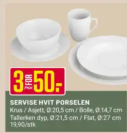 Europris SERVISE HVIT PORSELEN tilbud
