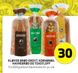 Bunnpris KLØVER BRØD GROVT, KORNBRØD, HAVREBRØD OG TOASTLOFF tilbud