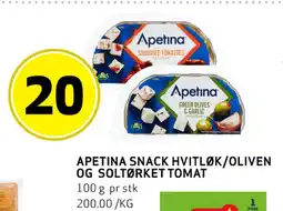 Bunnpris APETINA SNACK HVITLØK/OLIVEN OG SOLTØRKET TOMAT tilbud
