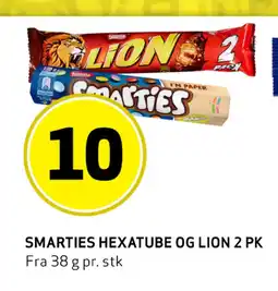 Bunnpris SMARTIES HEXATUBE OG LION 2 PK tilbud