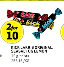 Bunnpris KICK LAKRIS ORIGINAL, SEASALT OG LEMON tilbud