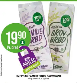 Kiwi HVERDAG FAMILIEBRØD, GROVBRØD tilbud