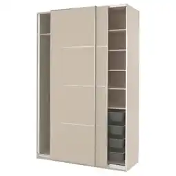 IKEA Pax / mehamn Skyvedørsgarderobe, gråbeige/dobbeltsidig gråbeige, 150x66x236 cm tilbud