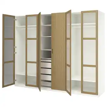 IKEA Pax / tonstad Garderobekombinasjon, hvit/eikefiner glass, 300x60x236 cm tilbud
