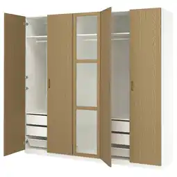 IKEA Pax / tonstad Garderobekombinasjon, hvit/eikefiner glass, 250x60x236 cm tilbud