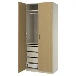 IKEA Pax / tonstad Garderobekombinasjon, gråbeige/eikefiner, 100x60x236 cm tilbud
