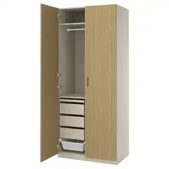 IKEA Pax / tonstad Garderobekombinasjon, gråbeige/eikefiner, 100x60x236 cm tilbud