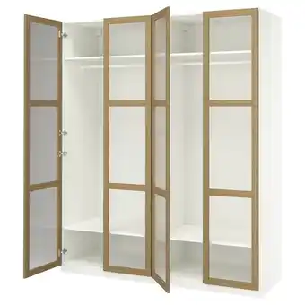 IKEA Pax / tonstad Garderobekombinasjon, hvit/eikefiner glass, 200x60x236 cm tilbud