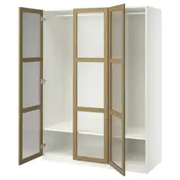 IKEA Pax / tonstad Garderobekombinasjon, hvit/eikefiner glass, 150x60x201 cm tilbud