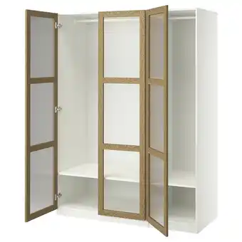IKEA Pax / tonstad Garderobekombinasjon, hvit/eikefiner glass, 150x60x201 cm tilbud