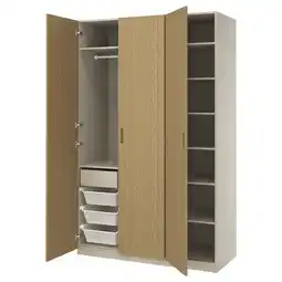IKEA Pax / tonstad Garderobekombinasjon, gråbeige/eikefiner, 150x60x236 cm tilbud