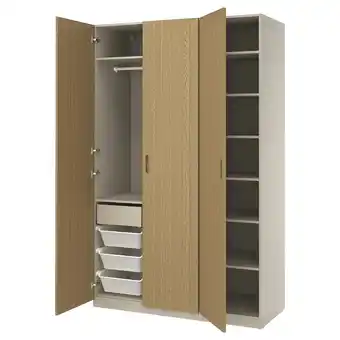 IKEA Pax / tonstad Garderobekombinasjon, gråbeige/eikefiner, 150x60x236 cm tilbud