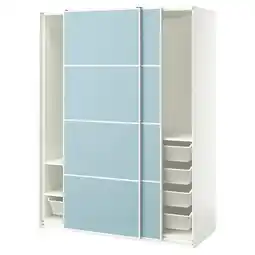 IKEA Pax / mehamn Skyvedørsgarderobe, hvit/dobbeltsidig lys blå, 150x66x201 cm tilbud