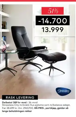 Skeidar Stressless City m/krakk tilbud