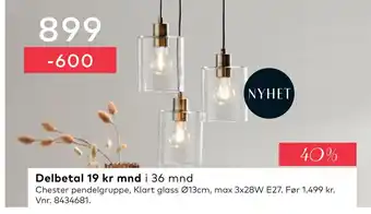 Skeidar Chester pendelgruppe tilbud