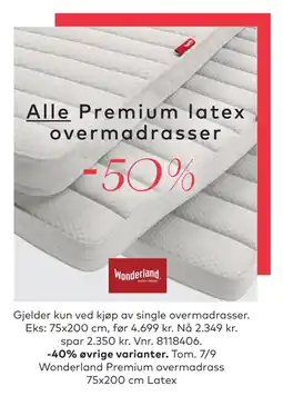 Skeidar Alle Premium latex overmadrasser tilbud
