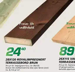 Coop Byggmix 28X120 ROYALIMPREGNERT TERRASSEBORD BRUN tilbud