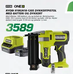 Coop Byggmix RYOBI R18GN18-120S DYKKERTPISTOL MED BATTERI OG DYKKERT tilbud