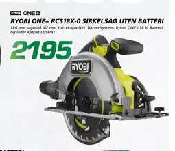 Coop Byggmix RYOBI ONE+ RCS18X-0 SIRKELSAG UTEN BATTERI tilbud
