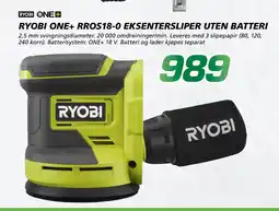 Coop Byggmix RYOBI ONE+ RROS18-0 EKSENTERSLIPER UTEN BATTERI tilbud