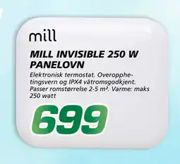 Coop Byggmix MILL INVISIBLE 250 W PANELOVN tilbud
