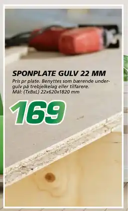 Coop Byggmix SPONPLATE GULV 22 MM tilbud
