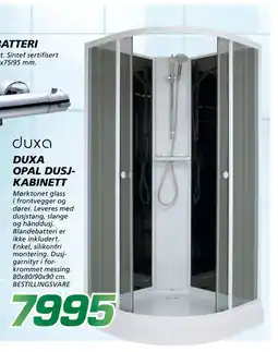 Coop Byggmix DUXA OPAL DUSJKABINETT tilbud