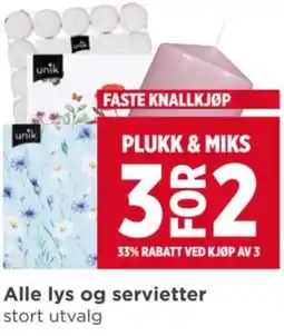 Meny Alle lys og servietter stort utvalg tilbud