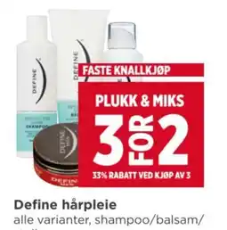 Meny Define hårpleie tilbud