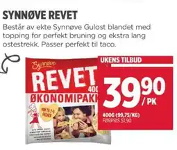 Meny SYNNØVE REVET tilbud