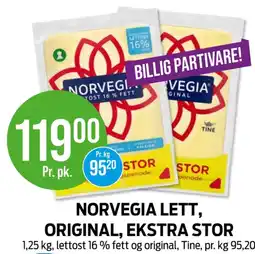 Kiwi Norvegia skæreost lett 16% tilbud