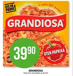 Kiwi Grandiosa pizza uten paprika tilbud