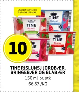 Bunnpris TINE RISLUNSJ JORDBÆR, BRINGEBÆR OG BLÅBÆR tilbud