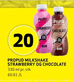 Bunnpris PROPUD MILKSHAKE STRAWBERRY OG CHOCOLATE tilbud