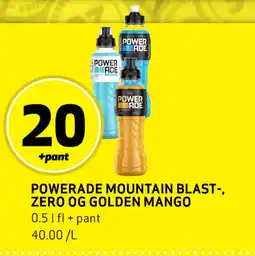 Bunnpris POWERADE MOUNTAIN BLAST-, ZERO OG GOLDEN MANGO tilbud