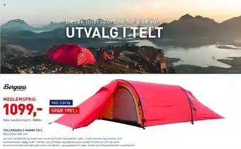 Intersport TRILLEMARKA 2-MANNS TELT, tilbud