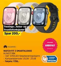 POWER WATCH FIT 3 SMARTKLOKKE HUWFIT3BK tilbud